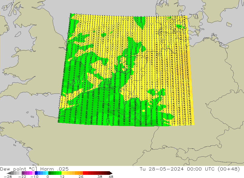 Dew point Harm .025 Tu 28.05.2024 00 UTC