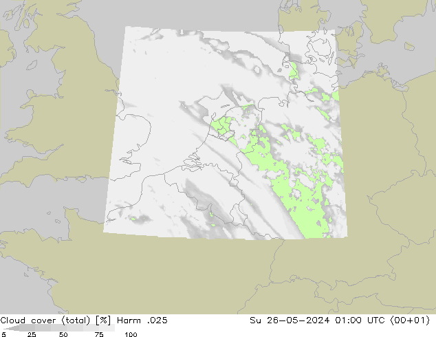 Bewolking (Totaal) Harm .025 zo 26.05.2024 01 UTC