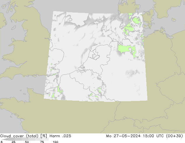 Cloud cover (total) Harm .025 Mo 27.05.2024 15 UTC