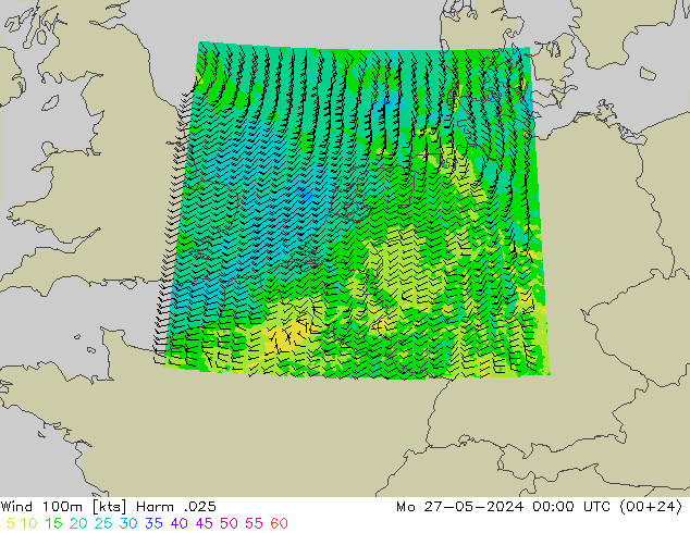 Vent 100m Harm .025 lun 27.05.2024 00 UTC