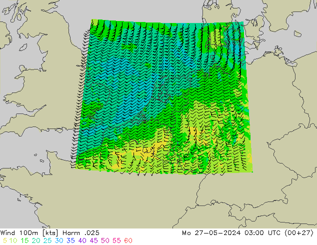 Vento 100m Harm .025 lun 27.05.2024 03 UTC