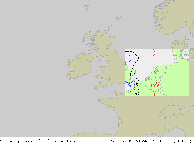 Surface pressure Harm .025 Su 26.05.2024 03 UTC