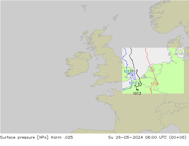 Surface pressure Harm .025 Su 26.05.2024 06 UTC