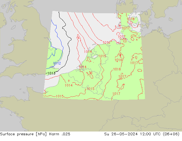 Atmosférický tlak Harm .025 Ne 26.05.2024 12 UTC