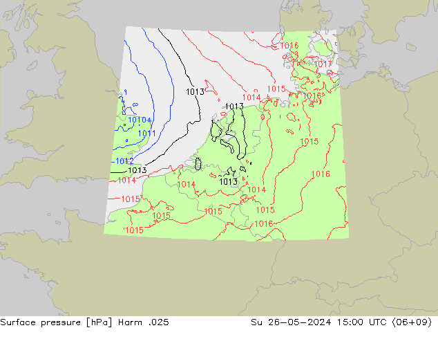 Pressione al suolo Harm .025 dom 26.05.2024 15 UTC