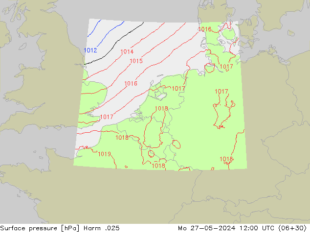 Atmosférický tlak Harm .025 Po 27.05.2024 12 UTC