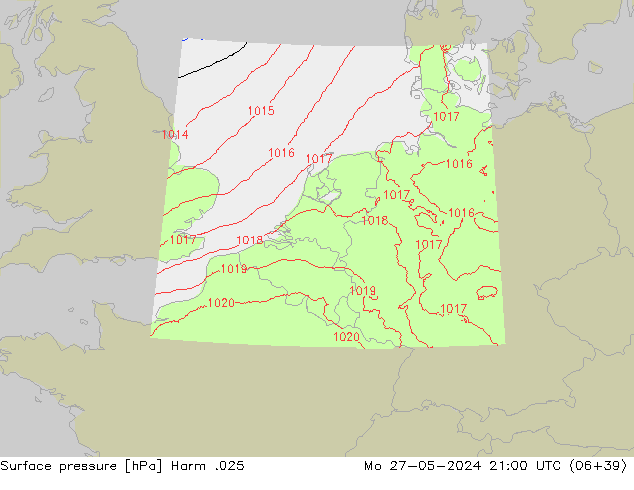 Pressione al suolo Harm .025 lun 27.05.2024 21 UTC