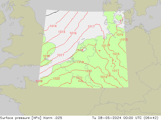 Surface pressure Harm .025 Tu 28.05.2024 00 UTC
