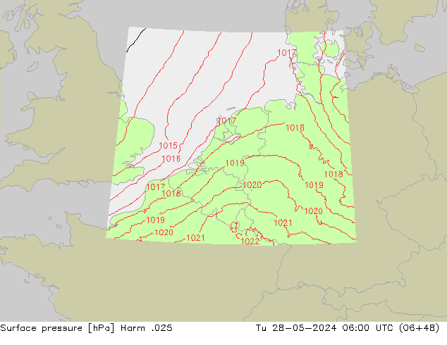 Atmosférický tlak Harm .025 Út 28.05.2024 06 UTC