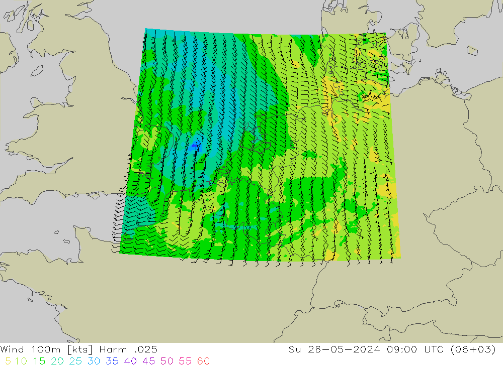 Viento 100m Harm .025 dom 26.05.2024 09 UTC