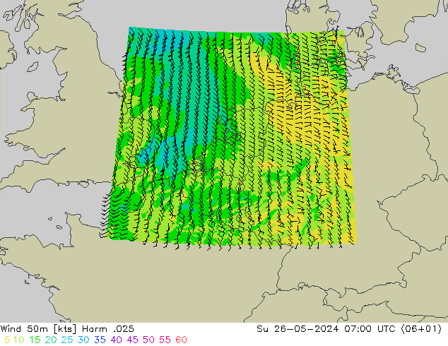 Wind 50m Harm .025 Su 26.05.2024 07 UTC