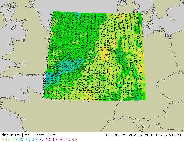 Wind 50m Harm .025 Tu 28.05.2024 00 UTC