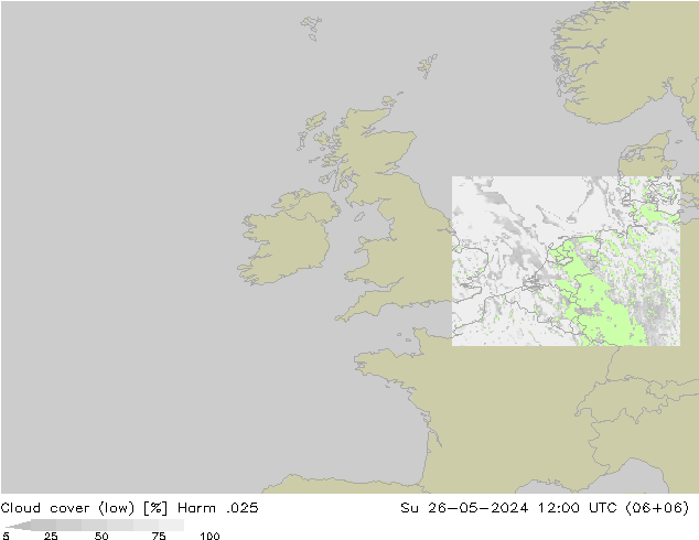 zachmurzenie (niskie) Harm .025 nie. 26.05.2024 12 UTC