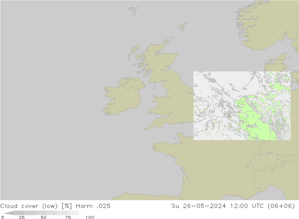 zachmurzenie (niskie) Harm .025 nie. 26.05.2024 12 UTC