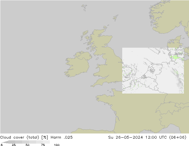 zachmurzenie (suma) Harm .025 nie. 26.05.2024 12 UTC