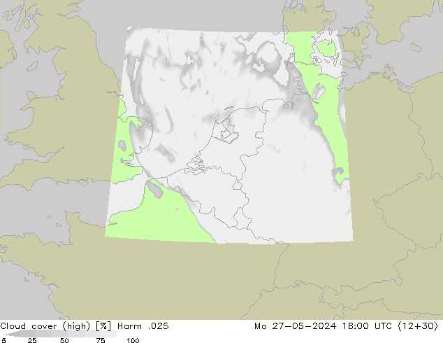 Cloud cover (high) Harm .025 Mo 27.05.2024 18 UTC