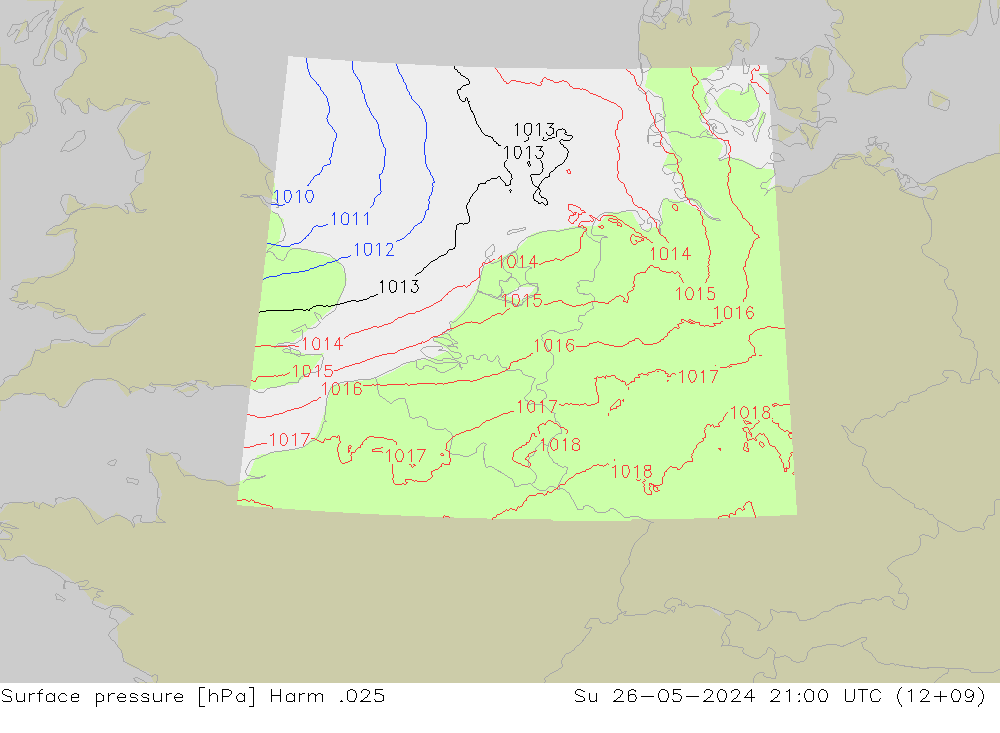 Surface pressure Harm .025 Su 26.05.2024 21 UTC