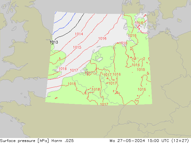 Atmosférický tlak Harm .025 Po 27.05.2024 15 UTC