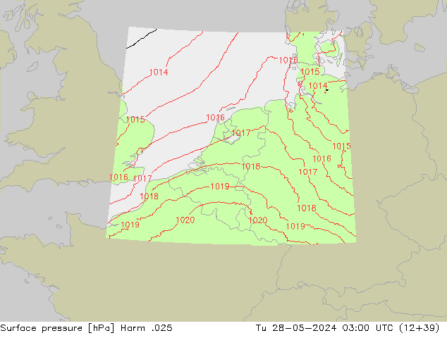 Surface pressure Harm .025 Tu 28.05.2024 03 UTC