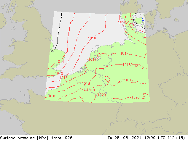 приземное давление Harm .025 вт 28.05.2024 12 UTC