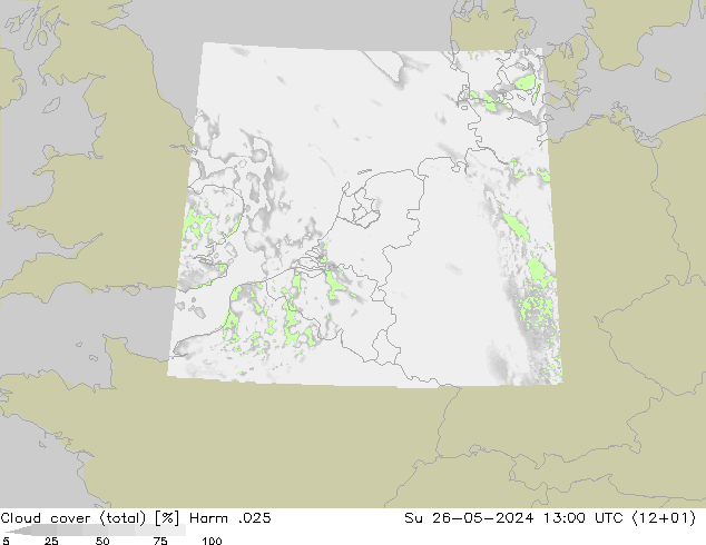 Cloud cover (total) Harm .025 Su 26.05.2024 13 UTC