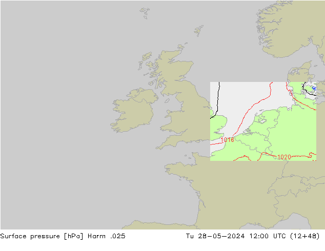 Surface pressure Harm .025 Tu 28.05.2024 12 UTC