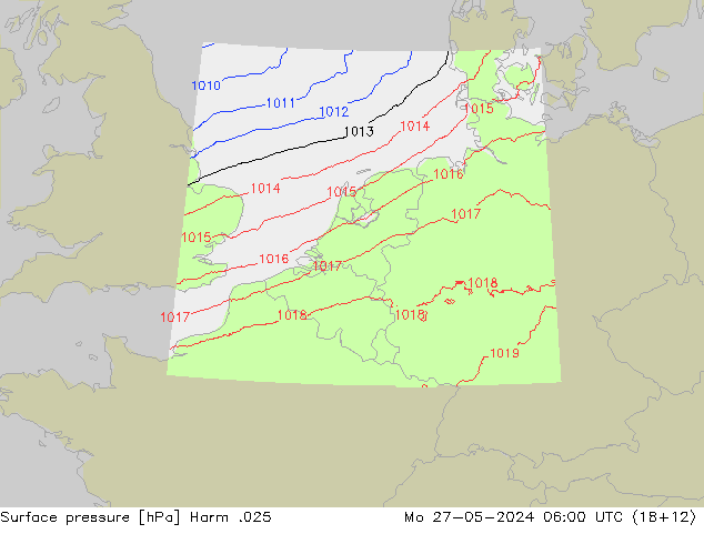 地面气压 Harm .025 星期一 27.05.2024 06 UTC