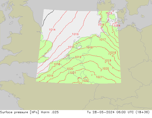 Surface pressure Harm .025 Tu 28.05.2024 06 UTC