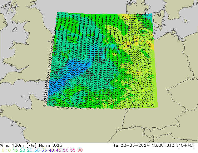 Vento 100m Harm .025 mar 28.05.2024 18 UTC