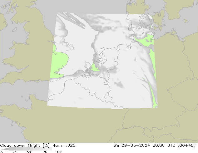 Nuages (élevé) Harm .025 mer 29.05.2024 00 UTC