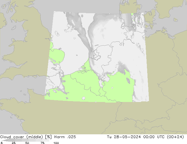 Wolken (mittel) Harm .025 Di 28.05.2024 00 UTC