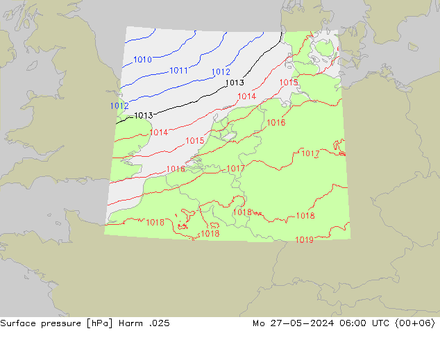 Atmosférický tlak Harm .025 Po 27.05.2024 06 UTC