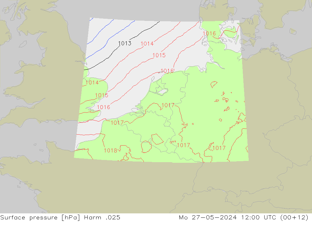 地面气压 Harm .025 星期一 27.05.2024 12 UTC