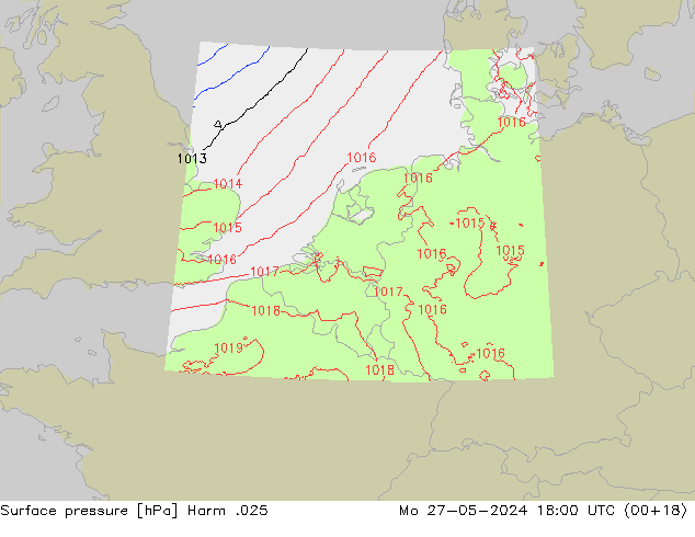 Pressione al suolo Harm .025 lun 27.05.2024 18 UTC