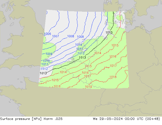 приземное давление Harm .025 ср 29.05.2024 00 UTC