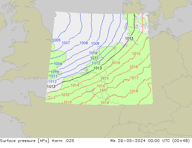 Presión superficial Harm .025 mié 29.05.2024 00 UTC