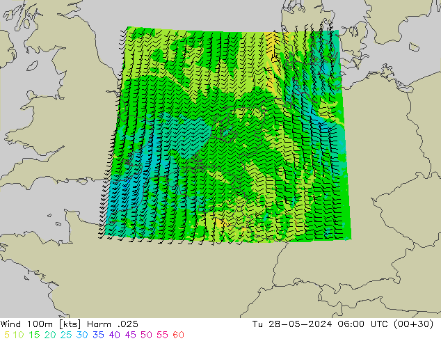Wind 100m Harm .025 Út 28.05.2024 06 UTC
