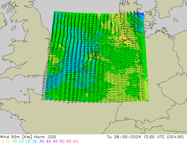 Wind 50m Harm .025 Tu 28.05.2024 12 UTC