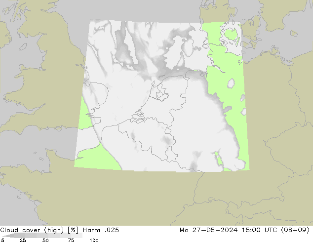 Cloud cover (high) Harm .025 Mo 27.05.2024 15 UTC