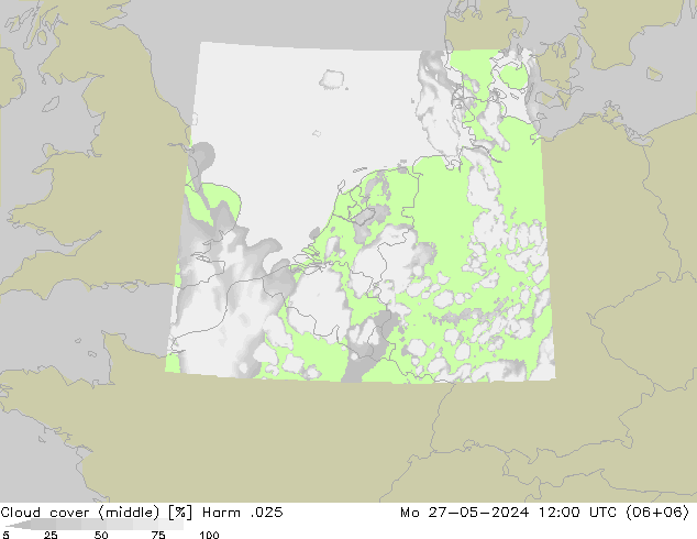 Cloud cover (middle) Harm .025 Mo 27.05.2024 12 UTC