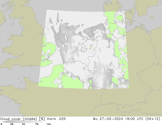 Cloud cover (middle) Harm .025 Mo 27.05.2024 18 UTC