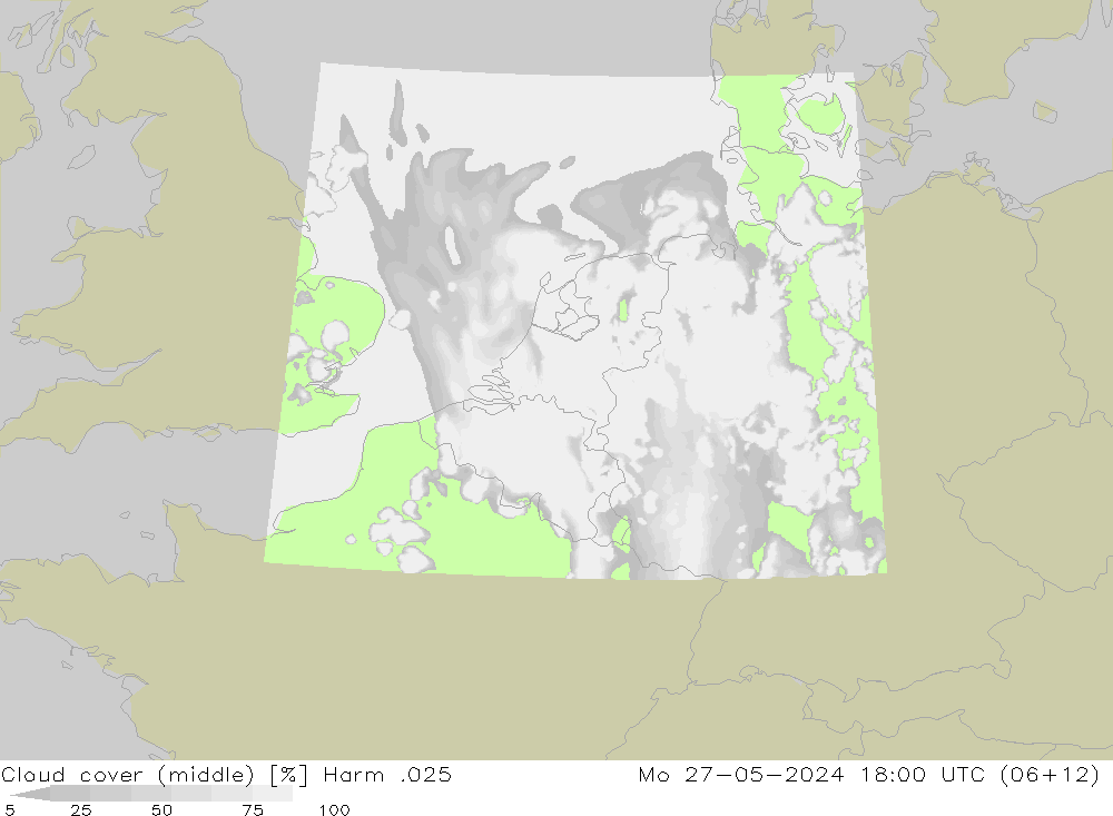 Cloud cover (middle) Harm .025 Mo 27.05.2024 18 UTC