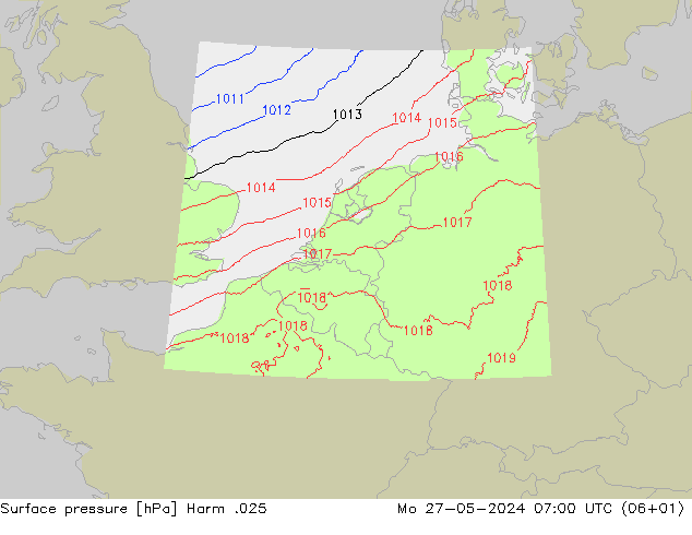 Atmosférický tlak Harm .025 Po 27.05.2024 07 UTC