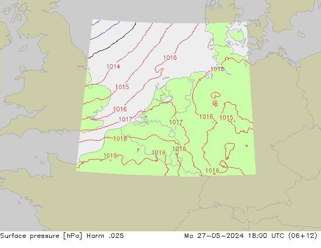 Atmosférický tlak Harm .025 Po 27.05.2024 18 UTC