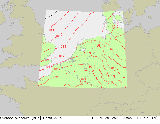 Presión superficial Harm .025 mar 28.05.2024 00 UTC