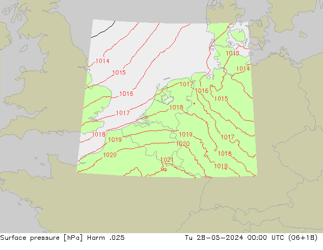 Atmosférický tlak Harm .025 Út 28.05.2024 00 UTC