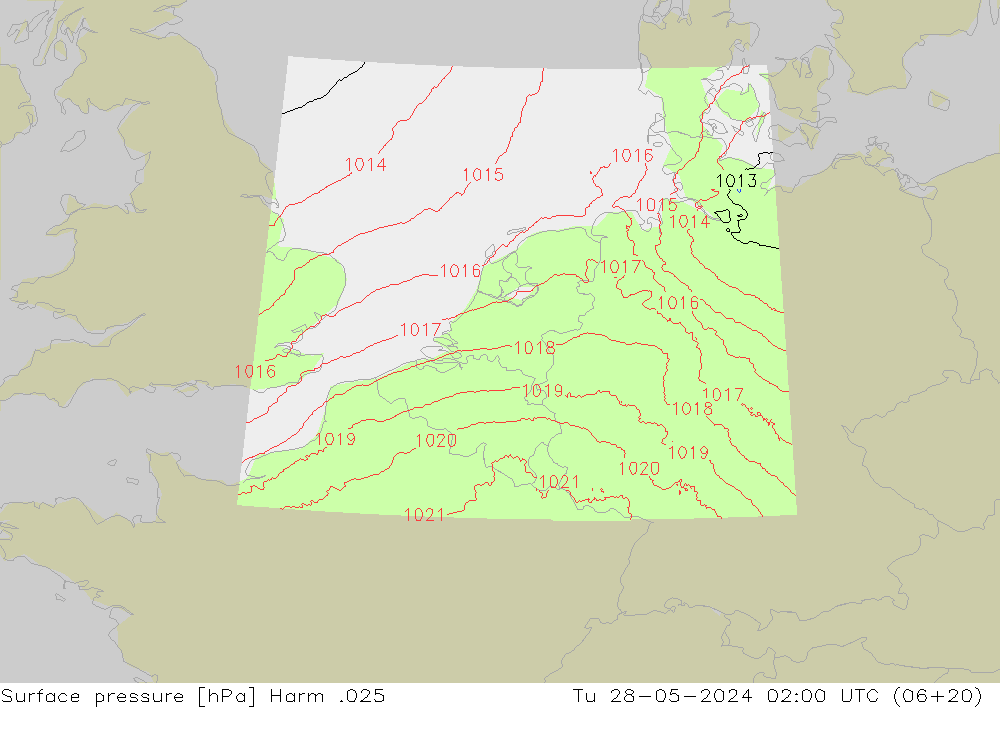 Presión superficial Harm .025 mar 28.05.2024 02 UTC