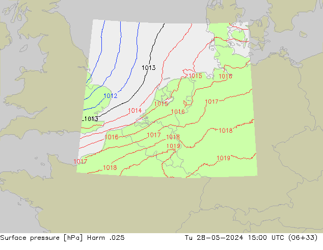 Atmosférický tlak Harm .025 Út 28.05.2024 15 UTC