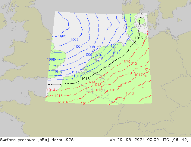 Surface pressure Harm .025 We 29.05.2024 00 UTC