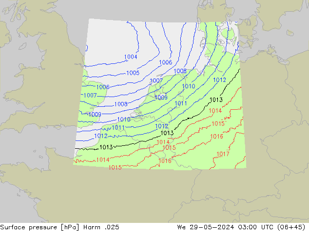 Atmosférický tlak Harm .025 St 29.05.2024 03 UTC